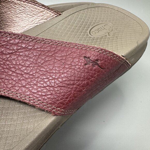 Chaco Mens Playa Pro Thong Loop Sandals Size 9 Cranberry Leather J106615 main image 9